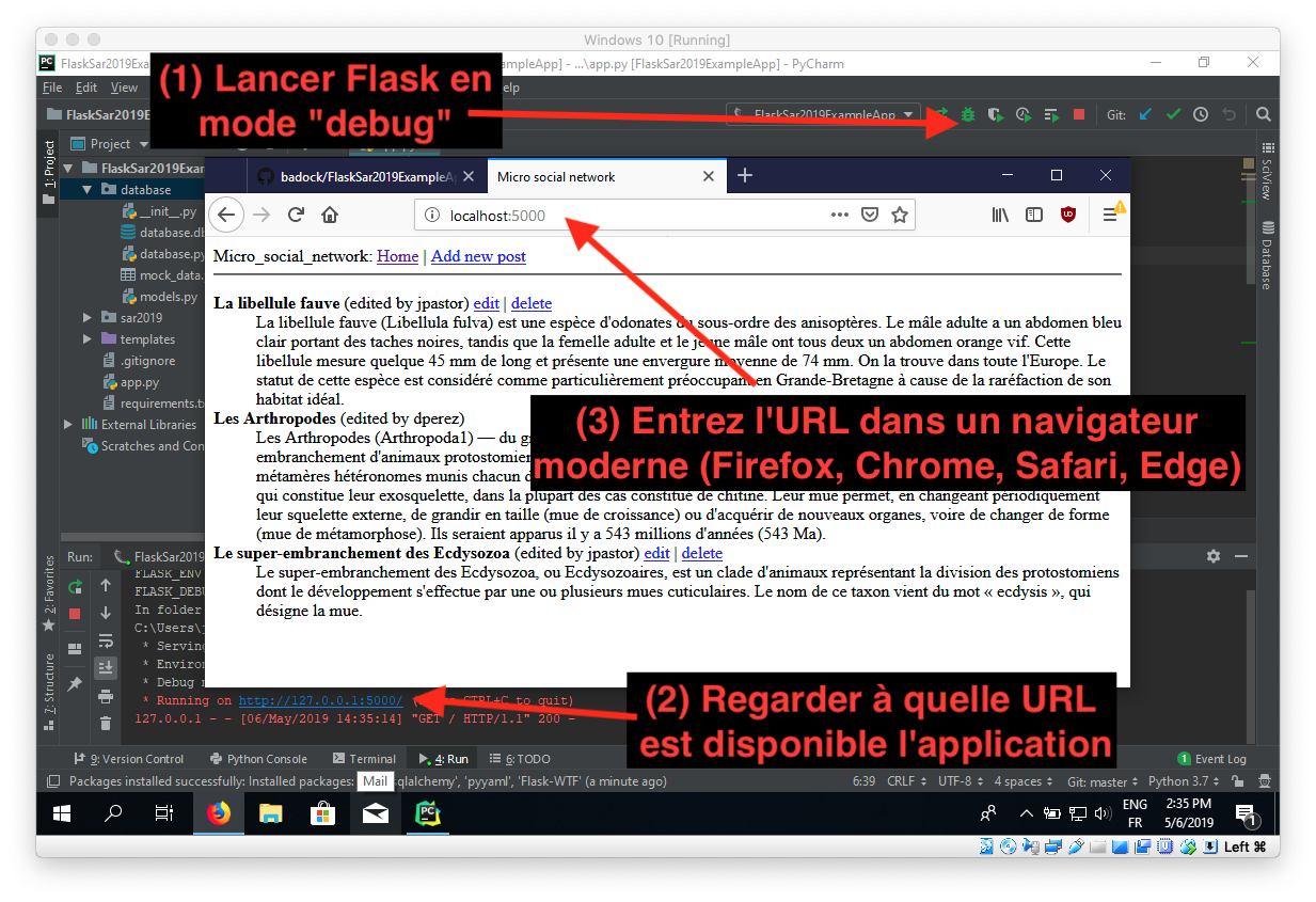 capture d'écran montrant comment installer les dépendances logicielles